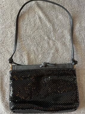 Vintage Black Mesh Shoulder Bag, Whiting and Davis International 1970’s.